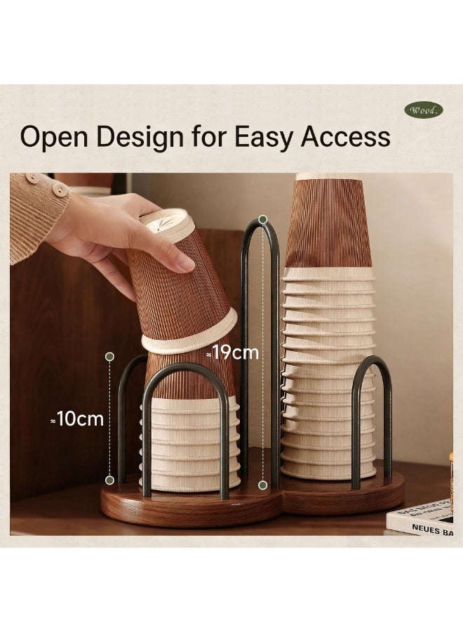 AuliceVerse Imported rubber wooden cup holder - dustproof double-layer paper cup storage container, compatible with multiple sizes, space saving design, suitable for home use and coffee shops, milk tea shops, restaurants, offices, bathrooms - Image 5